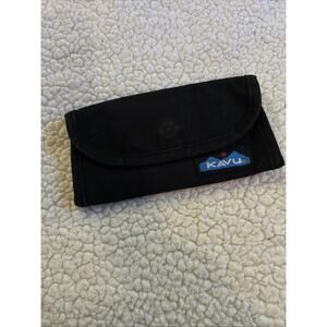 Kavu Big Spender Long Wallet Solid Black Canvas Tri-Fold Women’s
